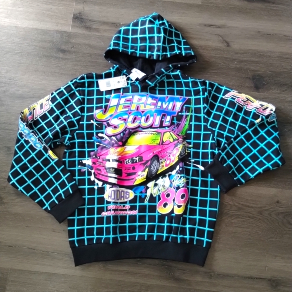 Medium Adidas x Jeremy Scott Rally Hoody HG6511 Race Sweatshirt Pullover Unisex